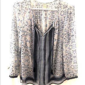 Lucky Brand sheer patterned blouse